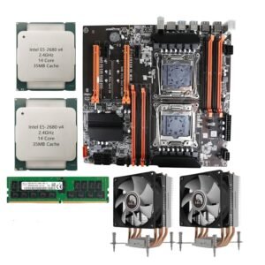 CHIST Server & Workstation X99 Motherboard with INTEL Xeon 2680V4 Dual Processor 28 Core, 56 Threads, LGA 2011-3 Socket, 8 x DDR4 32GB RAM ECC, Dual Fan