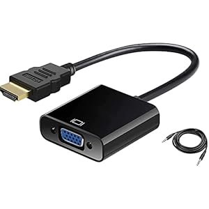 CHIST ( HDMI to VGA Gold Plated High-Speed 1080P Active HDTV HDMI to VGA Adapter Converter Male to Female with Audio and Micro USB Charging Cable, (Black)