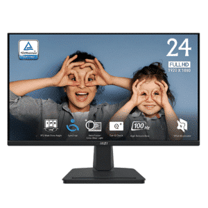 MSI PRO MP2412 24 Inch Full HD Monitor – 1920×1080 Wide View, 100Hz Refresh Rate, Eye-Friendly, VESA Mountable, Tilt Adjustable, HDMI 1.4b & DP 1.2a
