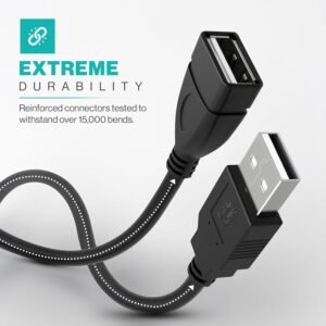 CHIST USB Extender 1.5 Meter, USB 2.0 Extension Cable Male to Female USB Cable High-Speed Data Transfer Compatible with Keyboard, Mouse, Hard Drive, Xbox, Laptop/PC/Printer,1.5M